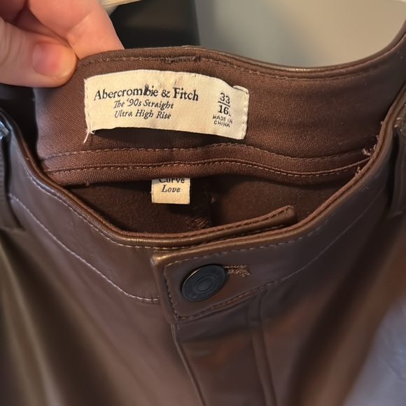 ABERCROMBIE & FITCH CURVE LOVE 90’s STRAIGHT HIGH RISE BROWN PANT 16L - Picture 4 of 6